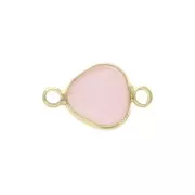 Entrepieza 2 anillas de cristal facetada forma gota 14x9 mm Dorado/Opaque Rosa x