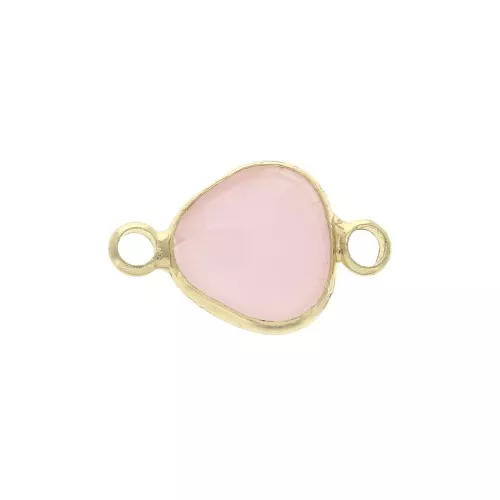Entrepieza 2 anillas de cristal facetada forma gota 14x9 mm Dorado/Opaque Rosa x