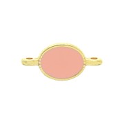 Entrepieza 2 anillas ovalada de zamac & resina epóxi 16x8 mm Dorado / Rosa x1|raw }}