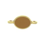 Entrepieza 2 anillas ovalada de zamac & resina epóxi 16x8 mm Dorado / Ocre x1