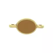Entrepieza 2 anillas ovalada de zamac & resina epóxi 16x8 mm Dorado / Ocre x1