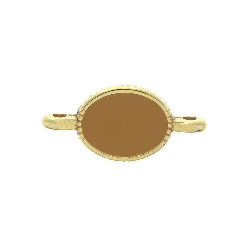Entrepieza 2 anillas ovalada de zamac & resina epóxi 16x8 mm Dorado / Ocre x1