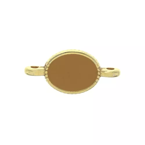 Entrepieza 2 anillas ovalada de zamac & resina epóxi 16x8 mm Dorado / Ocre x1