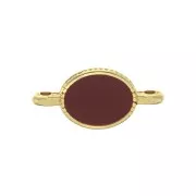 Entrepieza 2 anillas ovalada de zamac & resina epóxi 16x8 mm Dorado / Granate x1
