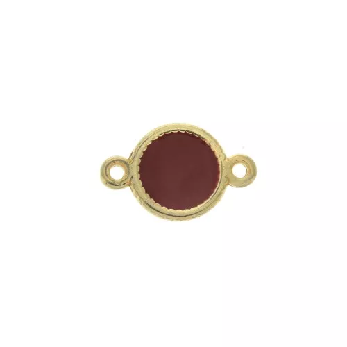 Entrepieza 2 anillas redondo de zamac y resina epóxi 13x8 mm Dorado / Granate x1