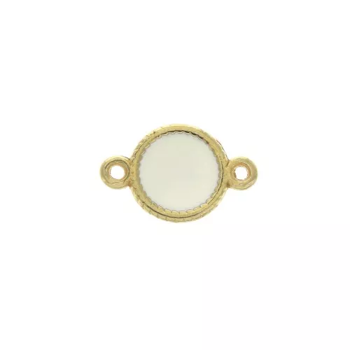 Entrepieza 2 anillas redondo de zamac y resina epóxi 13x8 mm Dorado / Marfil x1