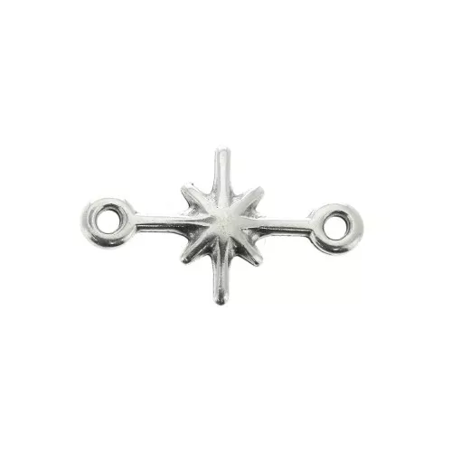Entrepieza 2 anillas estrella del norte de zamac 18x10 mm Chapado Plateado envejec