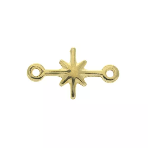 Entrepieza 2 anillas estrella del norte de zamac 18x10 mm - Dorado con oro fino x1