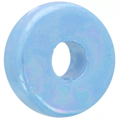 Cuentas arandalas Heishi 15 mm Azul claro iridiscente x1