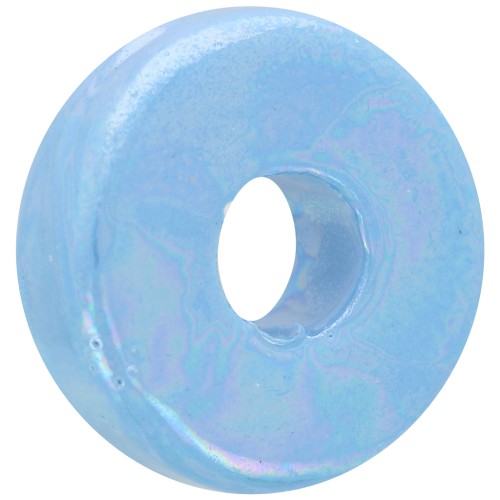 Rondel de cerámica 15 mm Azul claro irisado
