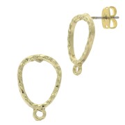 Pendientes gotas efecto martillado con anilla cerrada de zamac 11x17mm Dorado x2