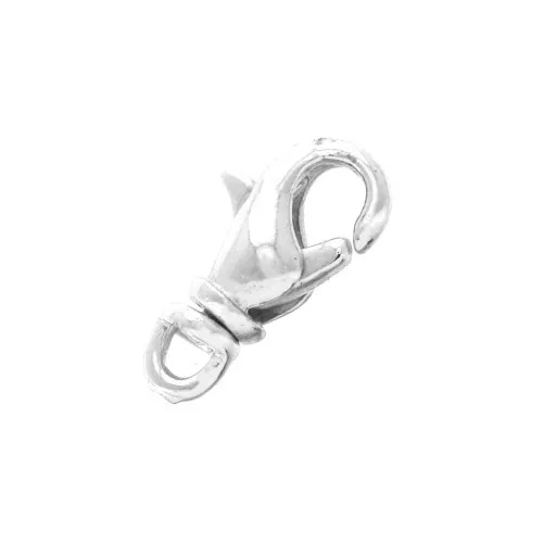 Cierre mosquetón con anilla pivotante 12 mm Chapado en plata fina x1
