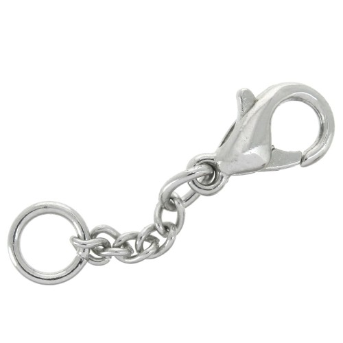 Cierre mosquetón 10 mm con cadena de extensión y anilla Rodiado x5