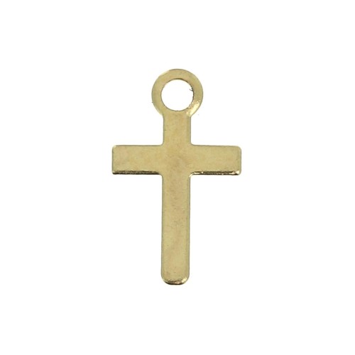 Dije cruz 10 mm para hacer tus propias piezas - Dorado con oro fino x6