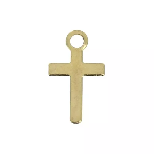 Dije cruz 10 mm para hacer tus propias piezas - Dorado con oro fino x6