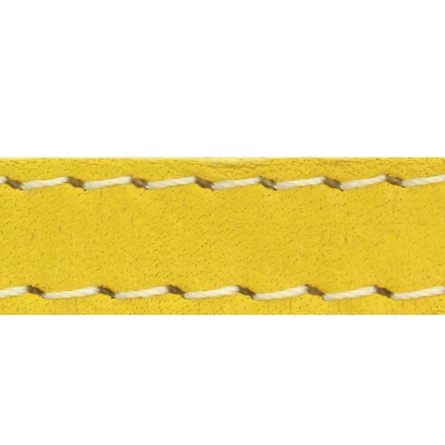 Cordón de cuero plano - croûte de cuir - surpiqué 10 mm - Amarillo x 1m