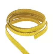 Cordón de cuero plano - croûte de cuir - surpiqué 10 mm - Amarillo x 1m