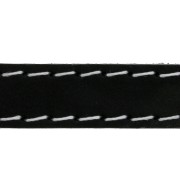 Cordón de cuero plano - croûte de cuir - surpiqué 10 mm - Noir x 1m