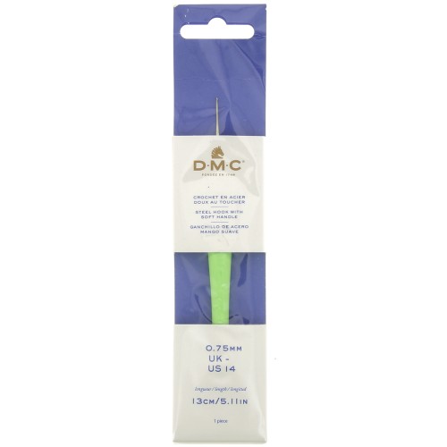 Gancho de acier con mango egornómico DMC - 0.75 mm - Verde x1