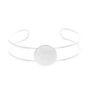 Pulsera engaste de latón para cabuchón redondo 20 mm - Chapado en plata fina x1