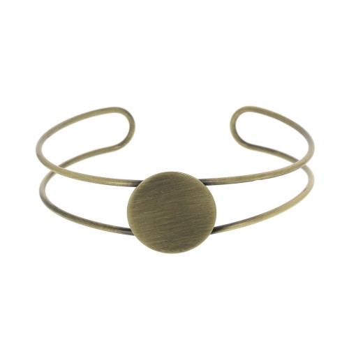 Pulsera engaste de latón para cabuchón redondo 20 mm - Bronce x1