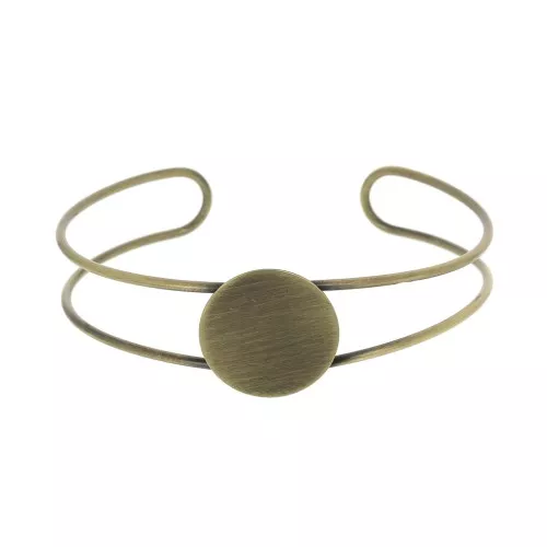 Pulsera engaste de latón para cabuchón redondo 20 mm -  Bronce x1