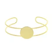 Pulsera engaste de latón para cabuchón redondo 20 mm -  Dorado con oro fino x1