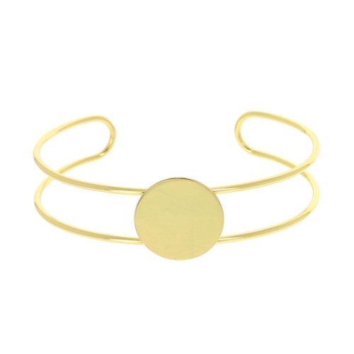 Pulsera engaste de latón para cabuchón redondo 20 mm -  Dorado con oro fino x1
