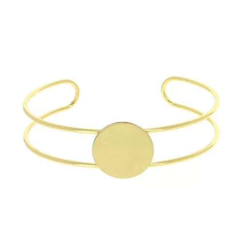 Pulsera engaste de latón para cabuchón redondo 20 mm -  Dorado con oro fino x1
