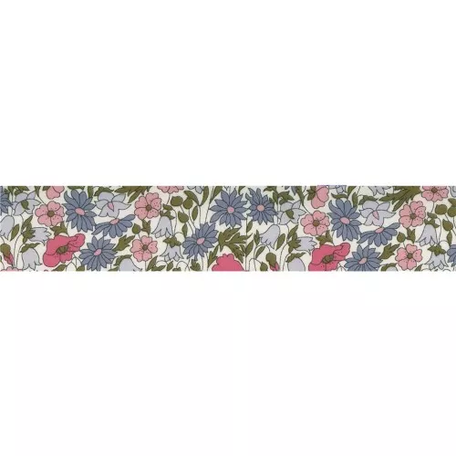 Cinta al bies tela Liberty  - Poppy and Daisy - Hortensias x 1m