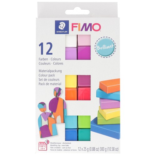 Surtido de 12 colores Pasta Fimo Soft Brillant