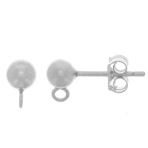Pendientes bolas 3 mm con anilla soldada de Plata 925 x2