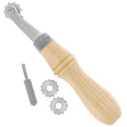 Herramienta para marcar y agujerear el cuero antes de coserlo - mango de madera x1|raw }}