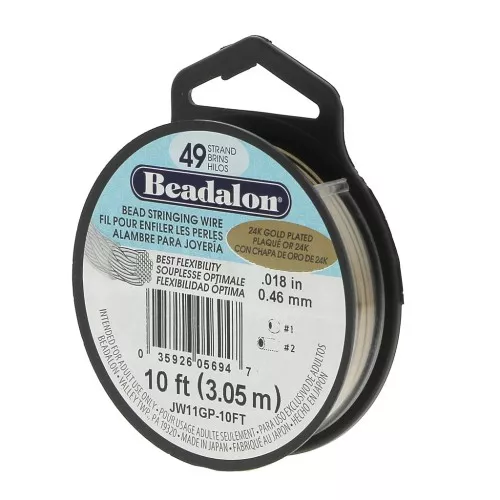 Hilo de Acero 49 hebras 0.46 mm Dorado con oro fino x3.05 m