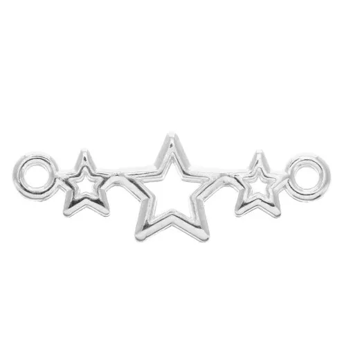 Entrepieza 3 estrellas de zamac 2 agujeros 25 mm Chapado Plateado envejecido