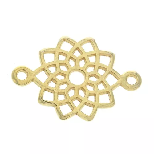 Entrepieza mandala de zamac 2 agujeros 20 mm - Dorado con oro fino x1