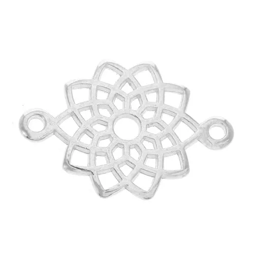Entrepieza mandala de zamac 2 agujeros 20 mm Chapado Plateado envejecido