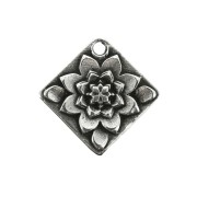 Colgante rombo flor 21mm para hacer joyas DIY - Chapado Plateado envejecido|raw }}