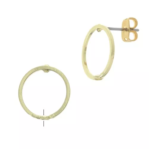 Pendientes design redondo con anilla a decorar de latón 14 mm Dorado x2
