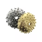 Cuenta de metal erizo de mar16x7 mm Chapado Plateado envejecido x1
