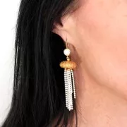 Cuenta de metal erizo de mar16x7 mm para hacer joyas DIY - Dorado con oro fino x1