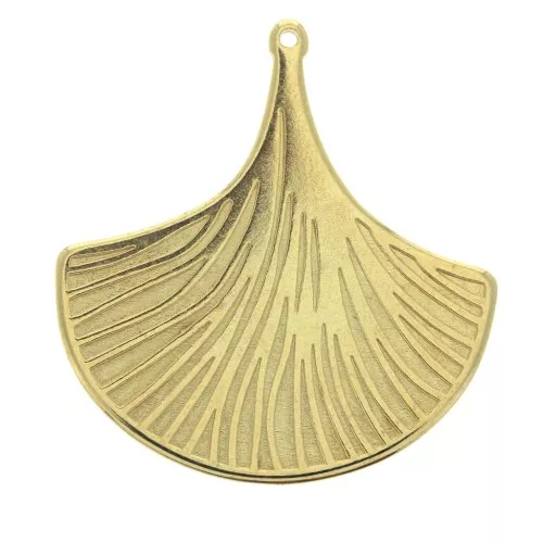 Colgante hoja de ginkgo 36x33 mm para hacer joyas DIY - Dorado con oro fino x1