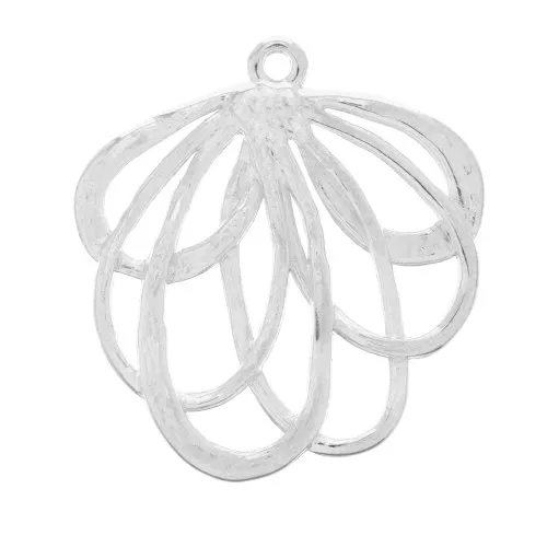Colgante flor 27x25 mm para hacer joyas DIY - Chapado Plateado envejecido