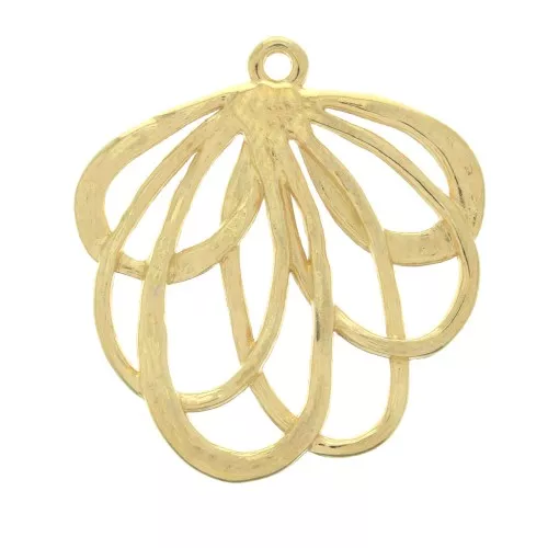 Colgante flor 27x25 mm para hacer joyas DIY - Dorado con oro fino x1