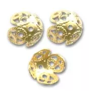 Casquillas filigrana 6,5 mm dorado con oro fino x10