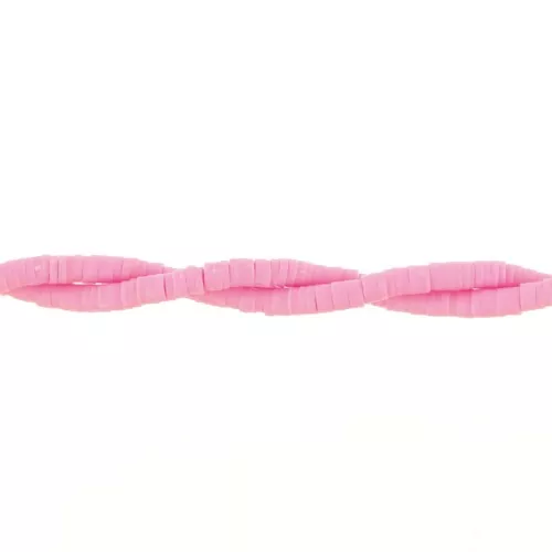 Cuentas arandalas Heishi 4x1 mm Rosa brillante x45 cm
