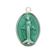 Medalla resina epoxi Virgen para hacer joyas 25 mm - Verde x1