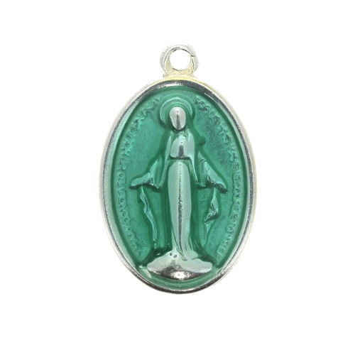 Medalla resina epoxi Virgen para hacer joyas 25 mm - Verde x1
