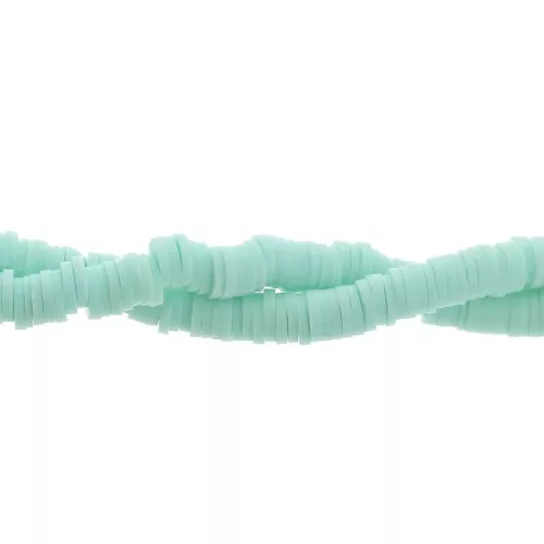 Cuentas arandalas Heishi de arcilla polimérica 6x1 mm Menta x44 cm