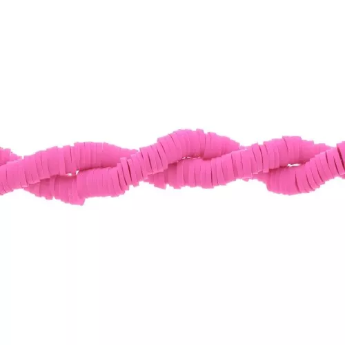 Cuentas arandalas Heishi de arcilla polimérica 5x1 mm Rosa brillante x39 cm
